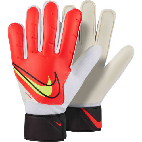 Nike Match Goalkeeper Gloves – Bright Crimson & Black with Volt