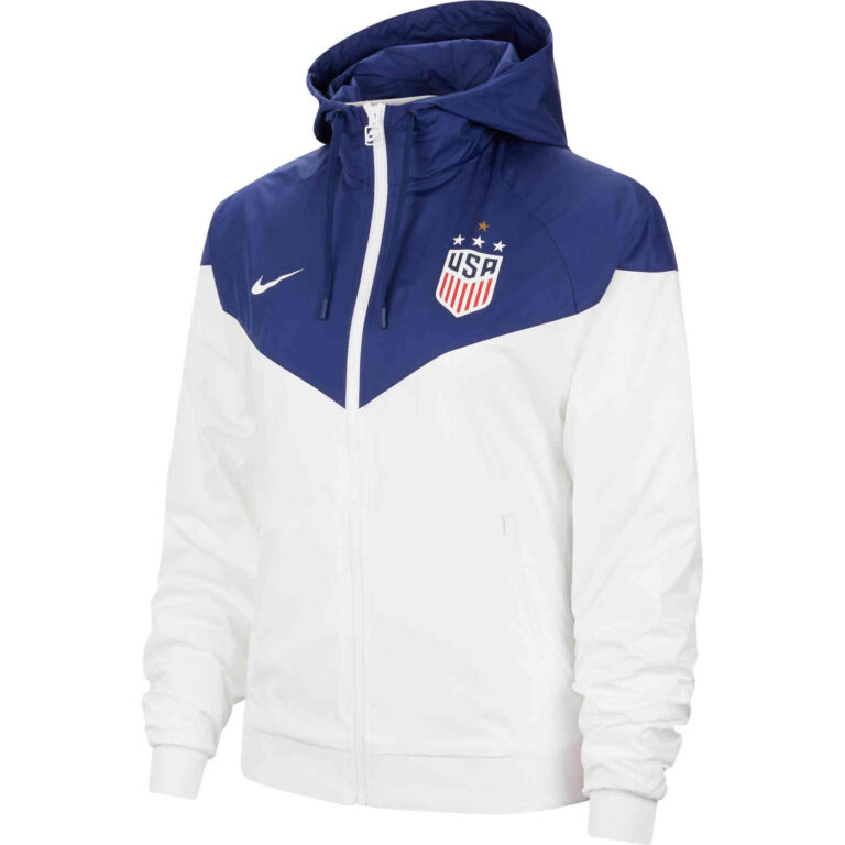 Womens Nike 4-Star USWNT Windrunner Jacket - White & Blue Void - SoccerPro