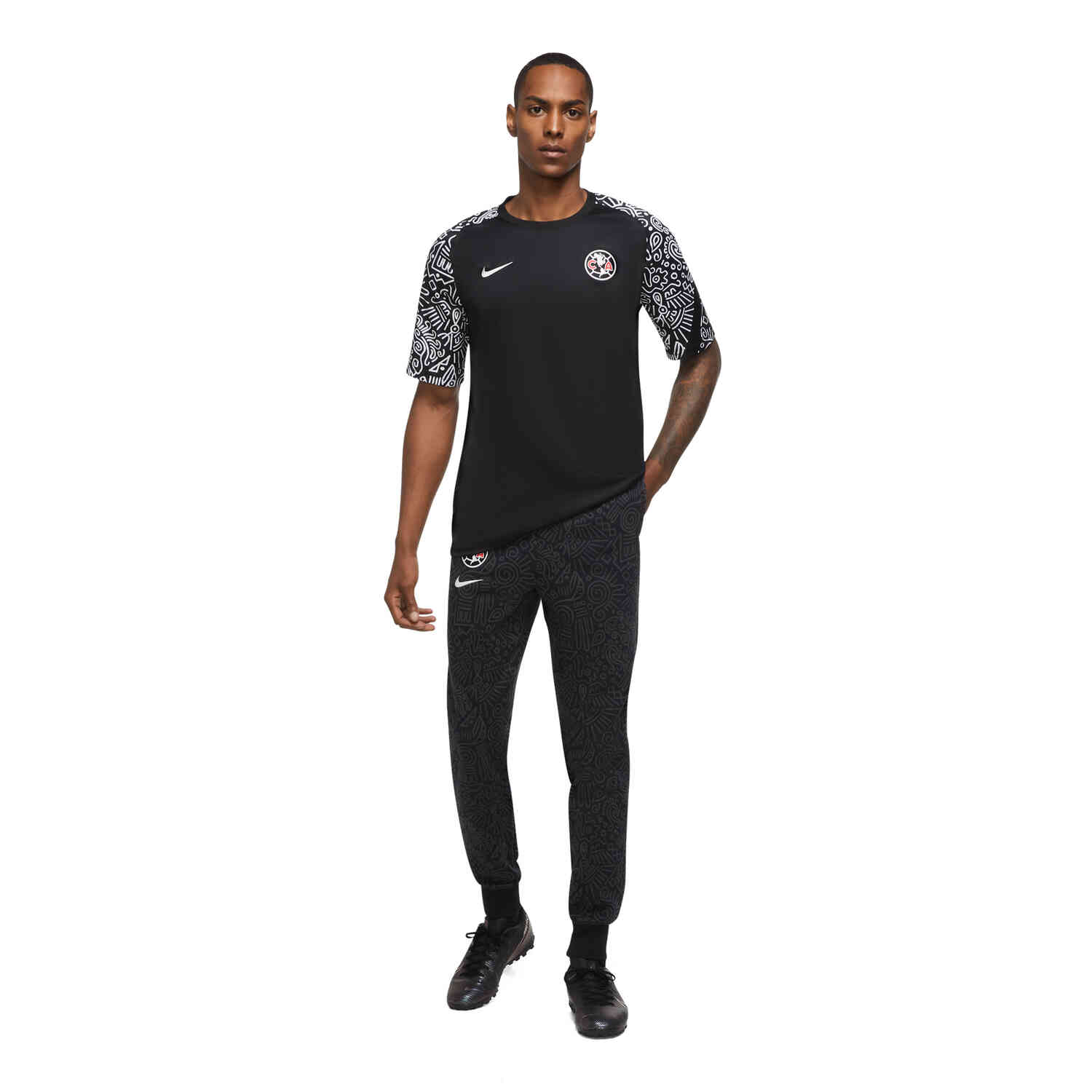 Nike Club America Pre-Match Top - Black/Black/White - SoccerPro