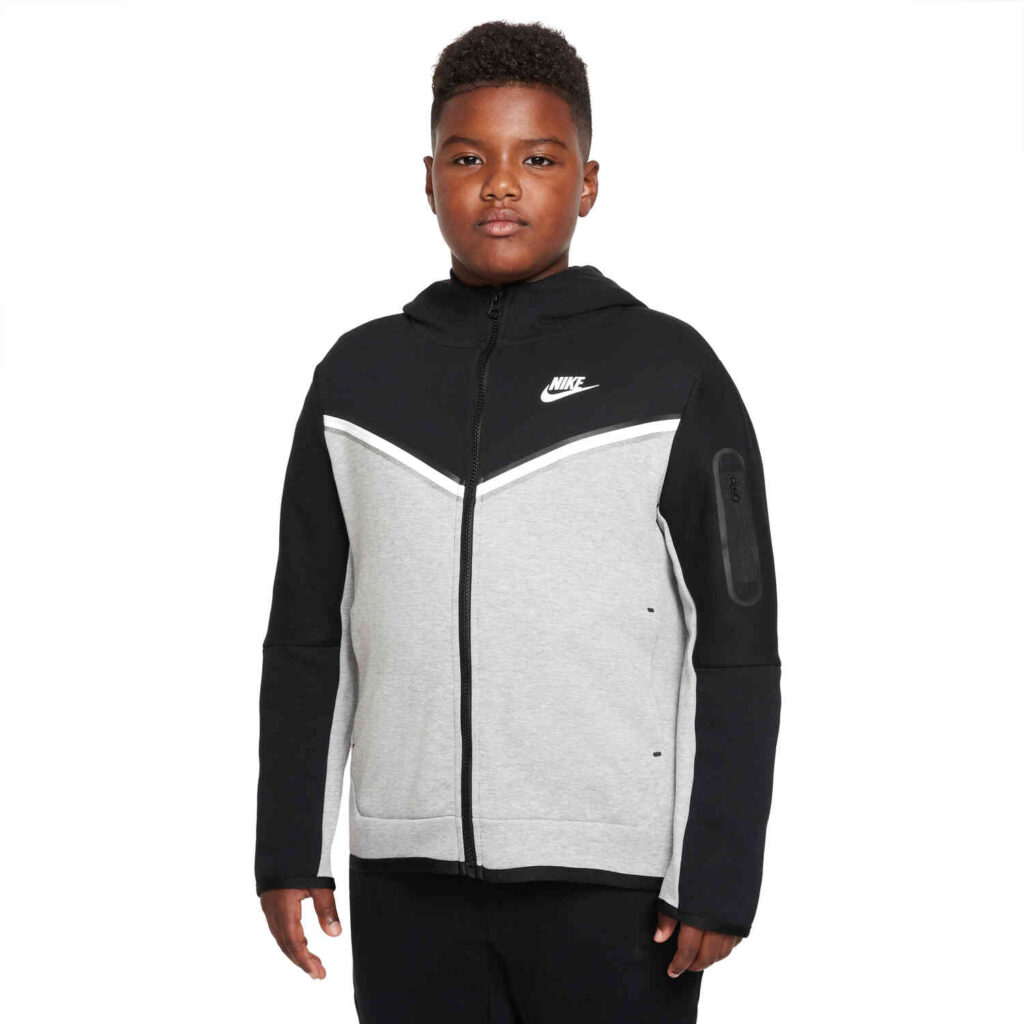 Kids Nike Sportswear Tech Fleece Full-zip Hoodie - Black/Dark Grey ...