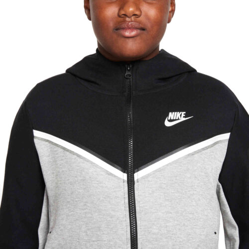 Kids Nike Sportswear Tech Fleece Full-zip Hoodie – Black/Dark Grey Heather/White