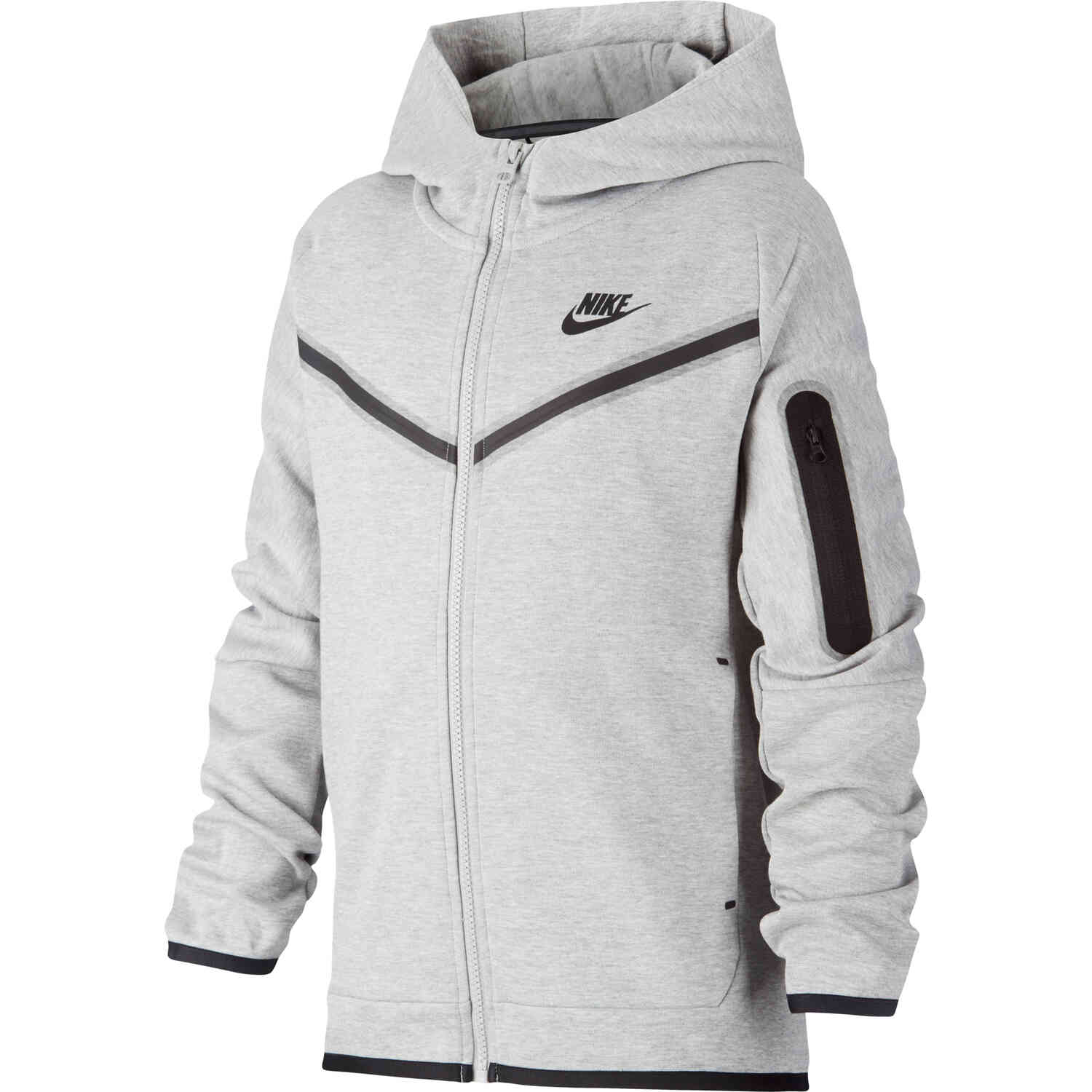 Kids Nike Sportswear Tech Fleece Full-zip Hoodie - Dk Grey Heather/Black -  SoccerPro