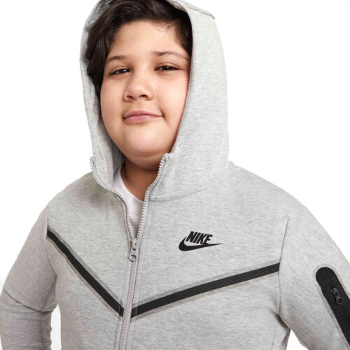 Kids Nike Sportswear Tech Fleece Full-zip Hoodie – Dk Grey Heather/Black