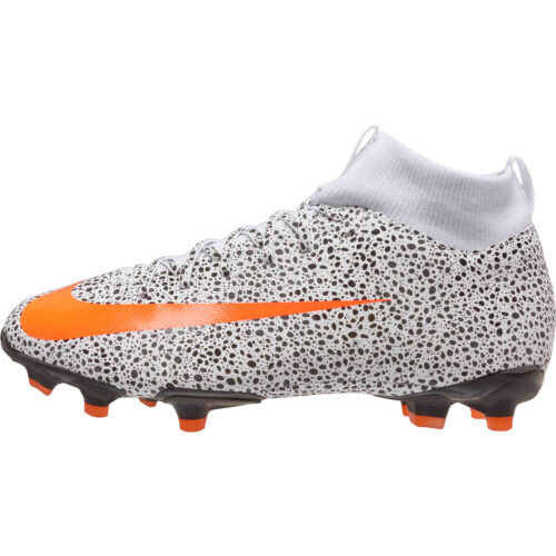 Kids Nike CR7 Mercurial Superfly 7 Academy FG – White & Total Orange with Black
