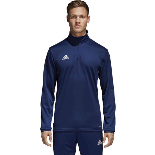 adidas Core 18 1/4 zip Training Top – Dark Blue/White
