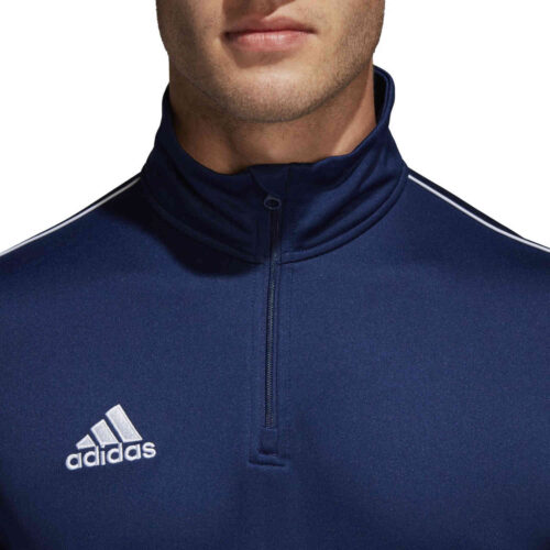 adidas Core 18 1/4 zip Training Top – Dark Blue/White