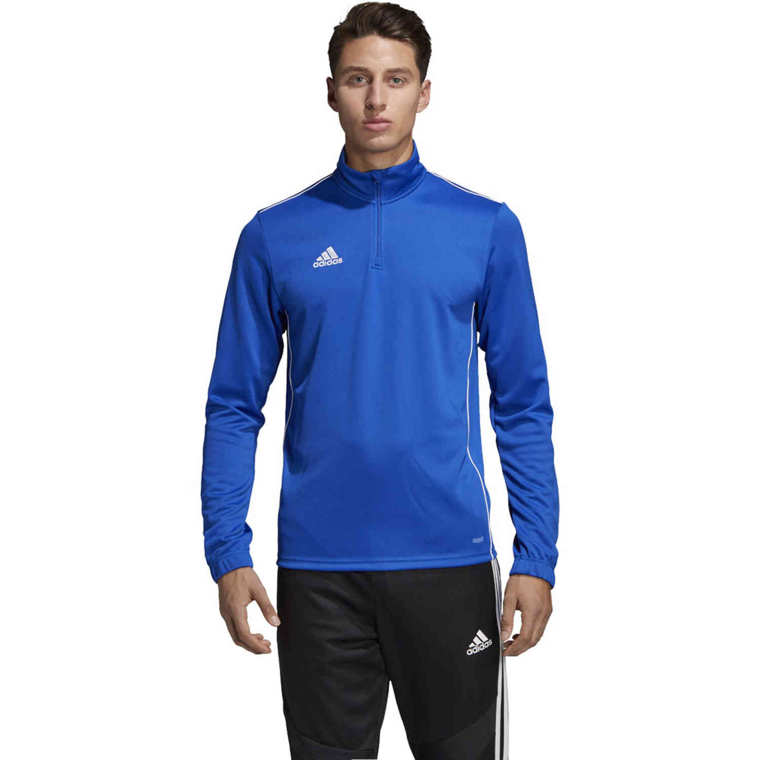 adidas Core 18 1 4 zip Training Top Bold Blue White SoccerPro