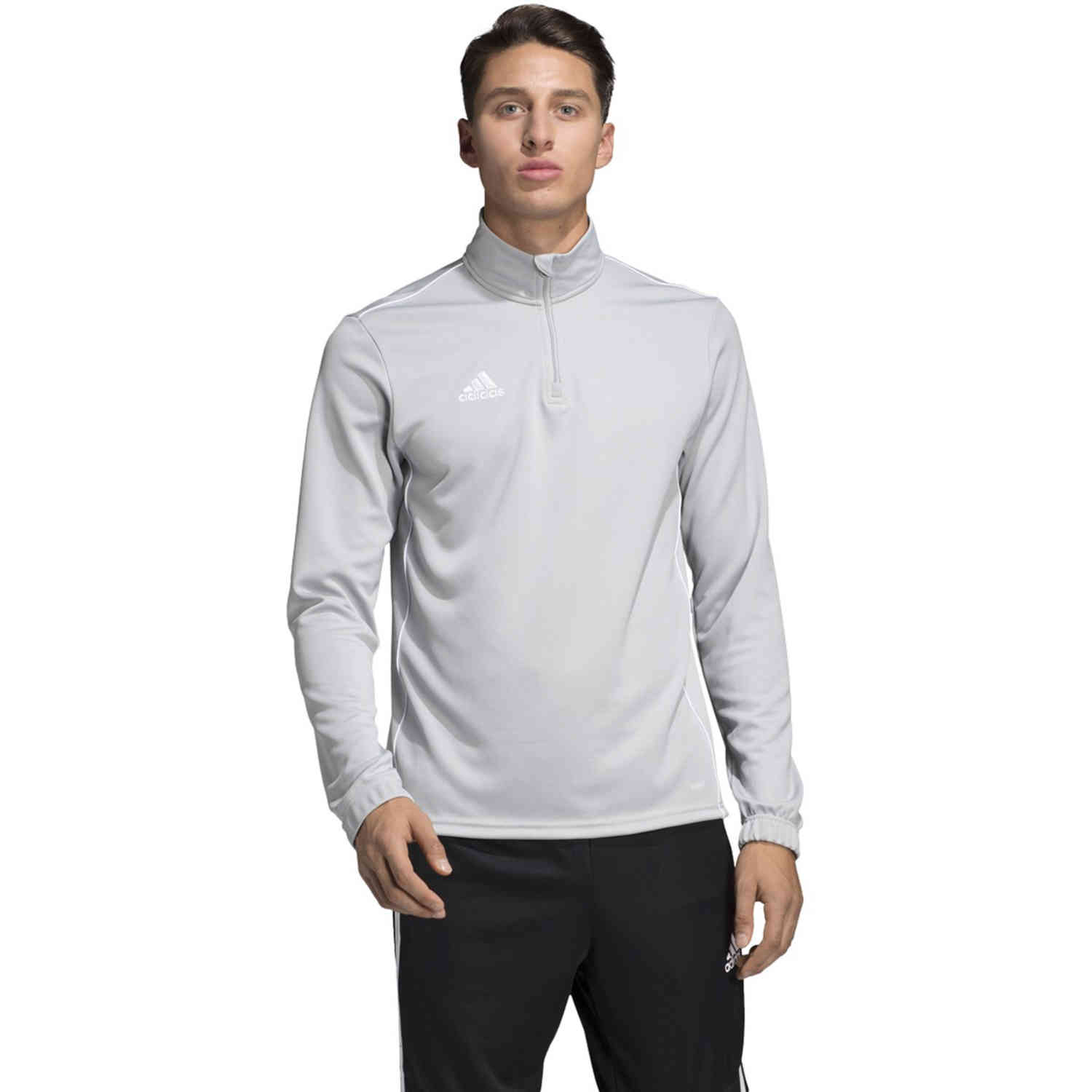 adidas Core 18 1/4 zip Training Top - Stone/White - SoccerPro