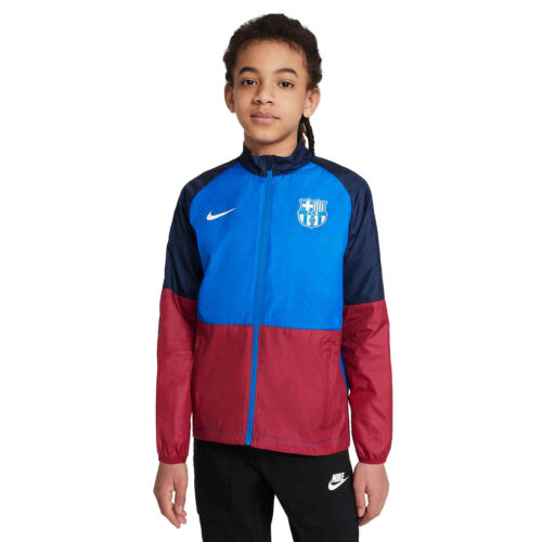 Kids Nike Barcelona Repel AWF Lifestyle Jacket – Soar/Noble Red/Obsidian/Pale Ivory