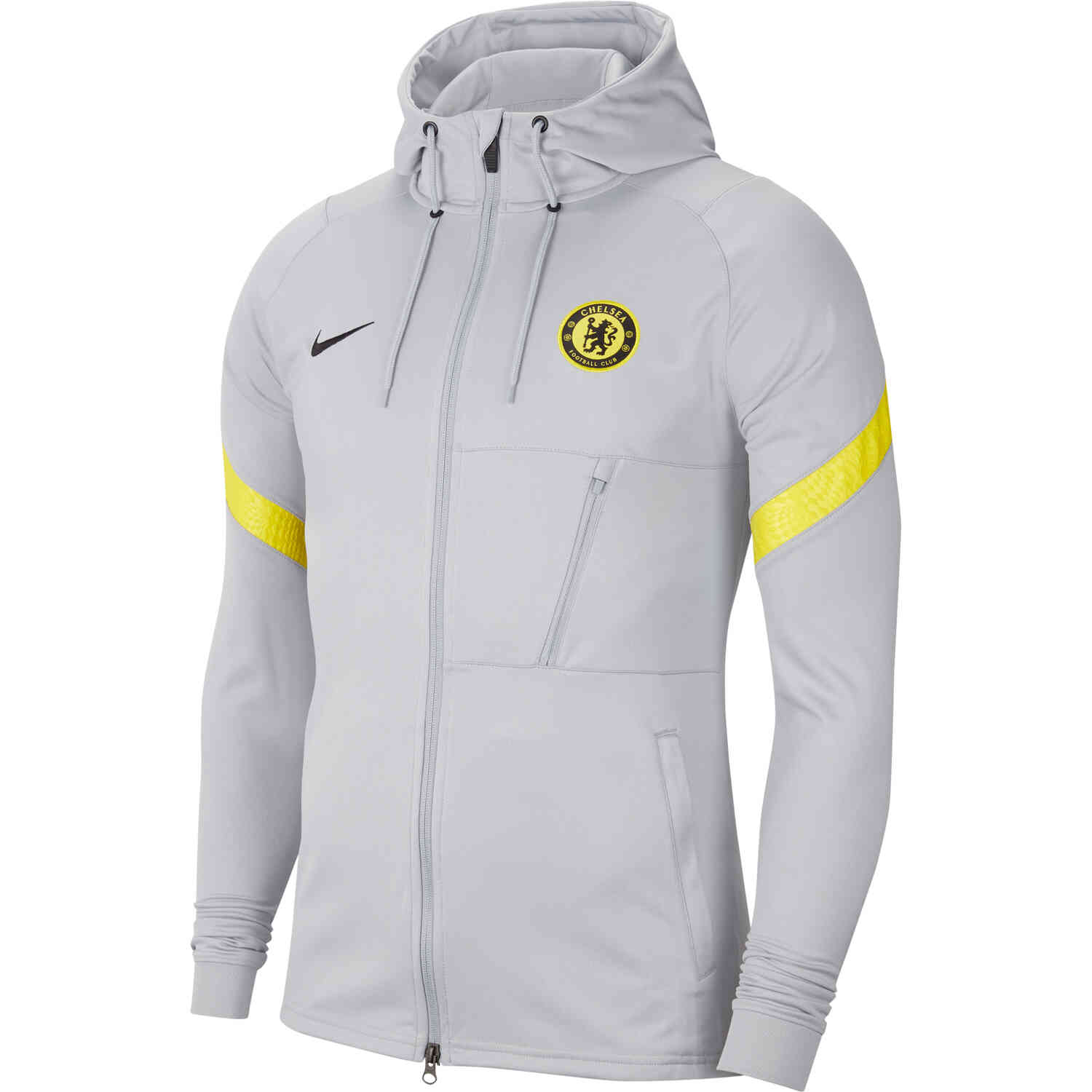 Nike Chelsea Knit Lifestyle Track Jacket - Wolf Grey/Opti Yellow/Black ...