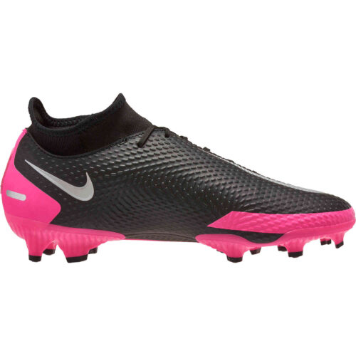 Nike Phantom GT DF Academy FG – Black & Metallic Silver with Pink Blast