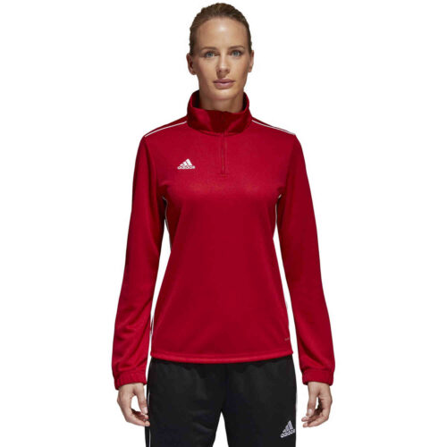 Womens adidas Core 18 1/4 zip Training Top – Power Red/White