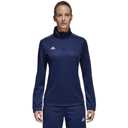 Womens adidas Core 18 1/4 zip Training Top – Dark Blue/White