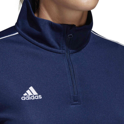 Womens adidas Core 18 1/4 zip Training Top – Dark Blue/White