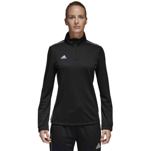 Womens adidas Core 18 1/4 zip Training Top – Black/White