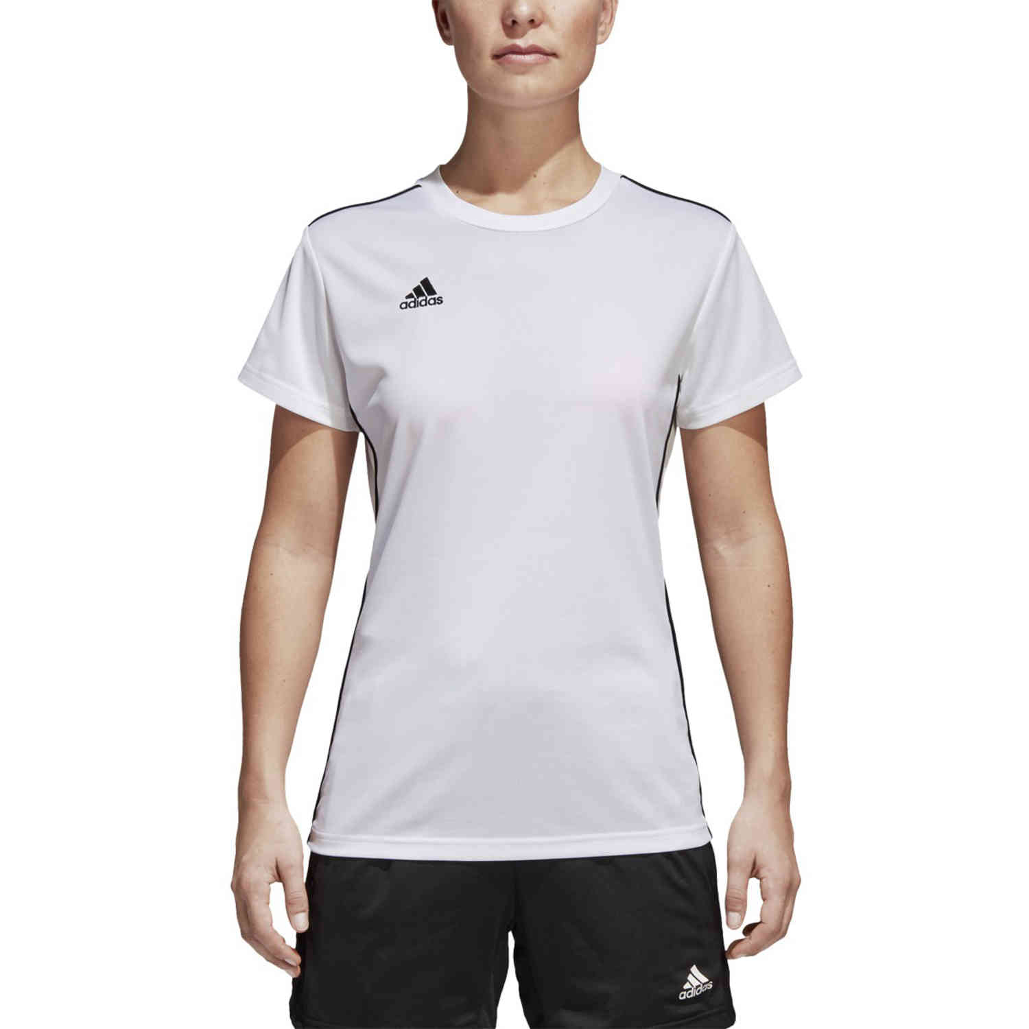Womens adidas Core 18 Training Jersey - White/Black - SoccerPro
