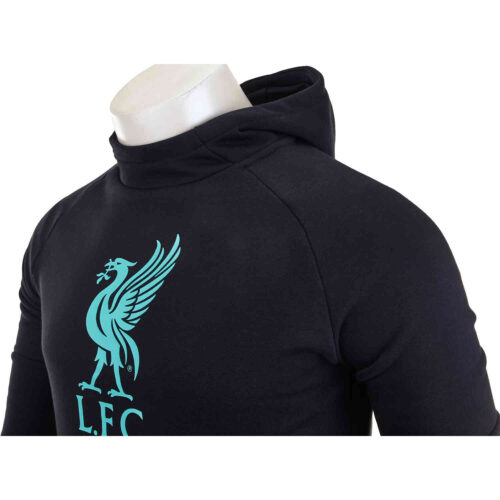Kids Nike Liverpool Pullover Fleece Hoodie – Black/Hyper Turq