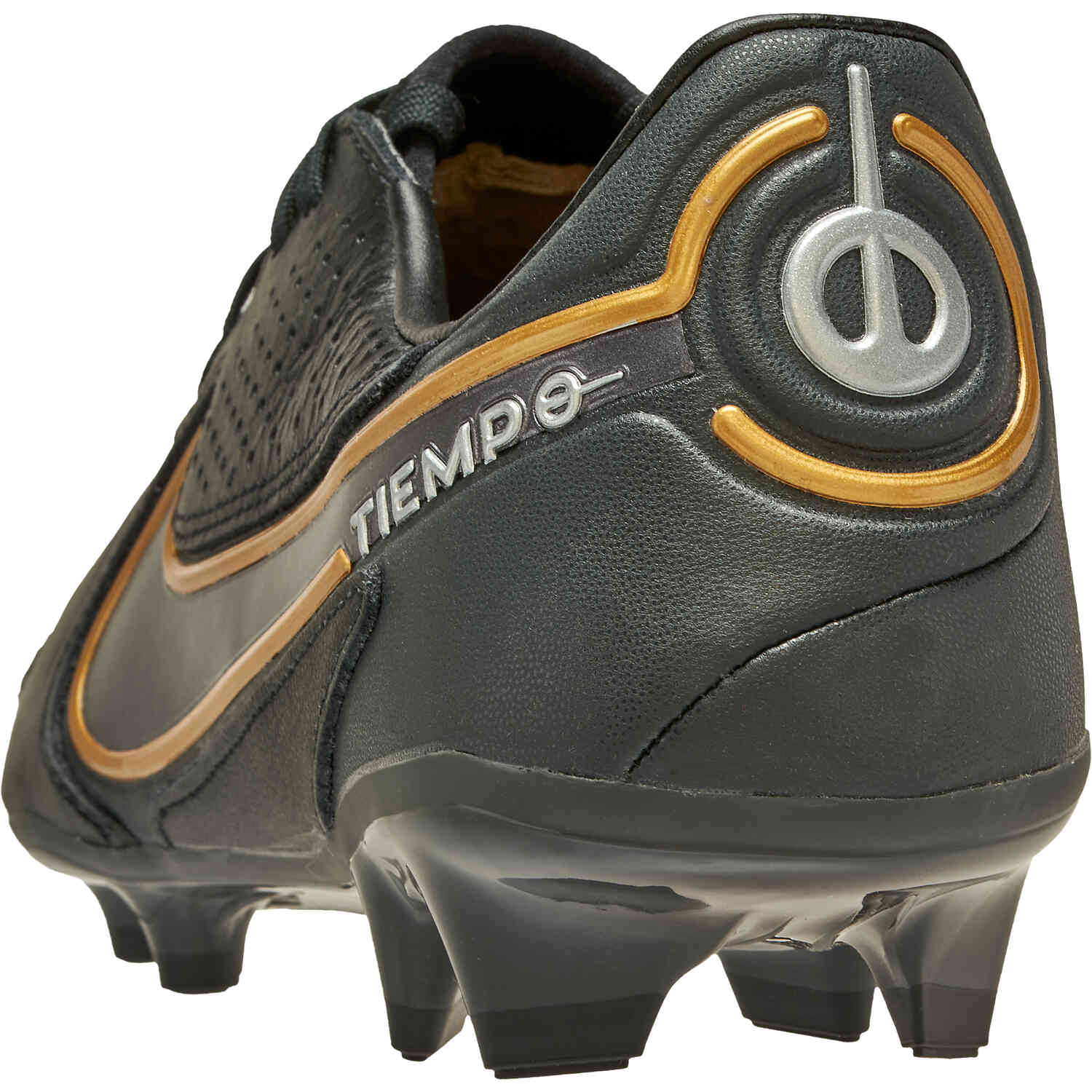 Nike Tiempo Legend 9 Pro FG - Black & Metallic Dark Grey with Metallic Gold SoccerPro