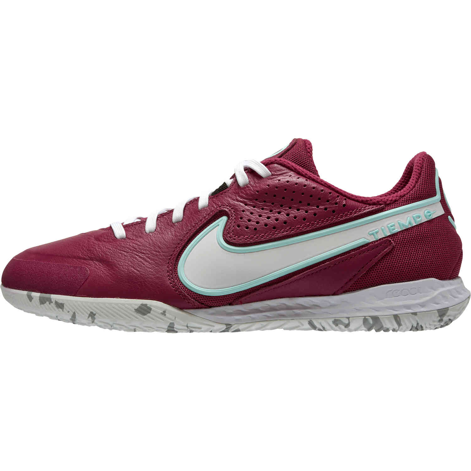 Nike Tiempo Legend 9 Pro IC – Rosewood & White with Glacier Blue with Pink Foam
