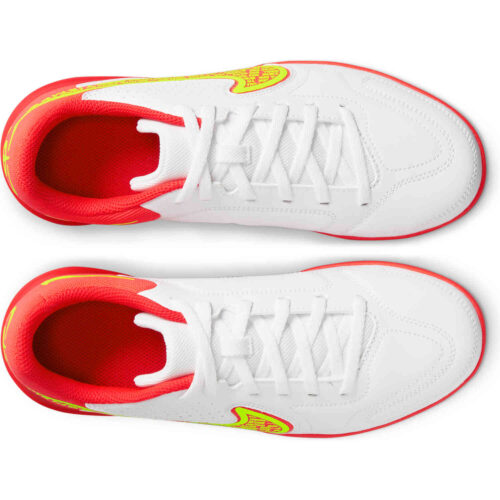 Kids Nike Tiempo Legend 9 Club IC – White & Volt with Bright Crimson