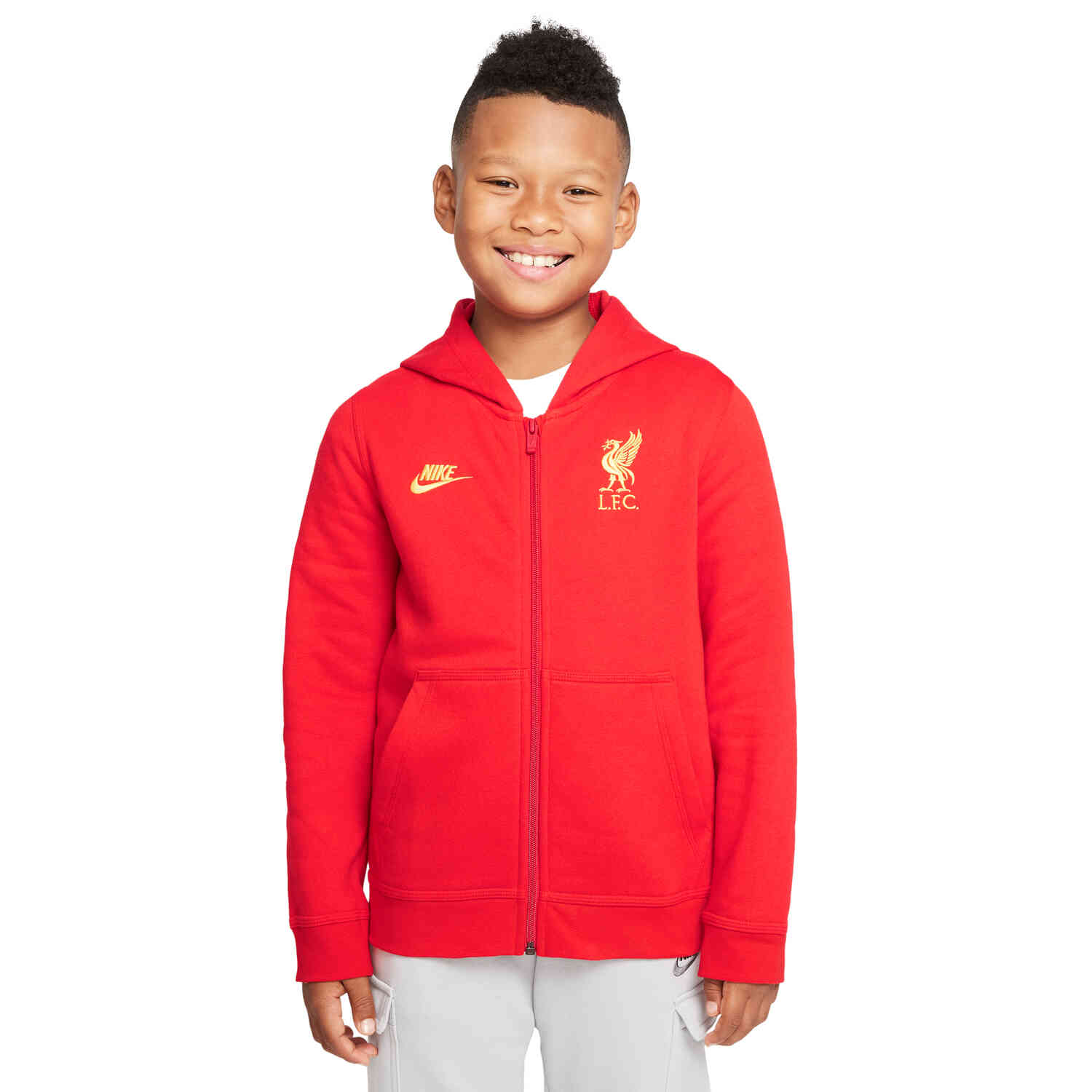 Youth Nike Red Liverpool Club Fleece Full-Zip Hoodie Size: Small