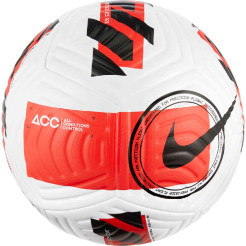 Nike Flight Premium Match Soccer Ball – White & Bright Crimson with Black