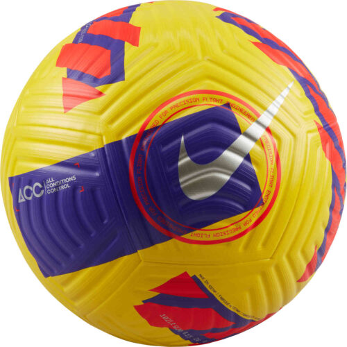 Nike Flight Premium Match Soccer Ball – Yellow & Purple with Bright Crimson