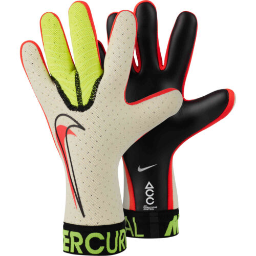 Nike Mercurial Touch Elite Goalkeeper Gloves – White & Volt with Bright Crimson