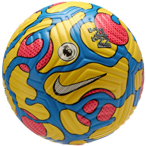 Nike Premier League Flight Official Match Soccer Ball – Yellow & Blue with Laser Crimson