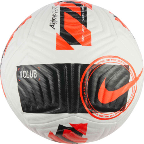 Nike Club Soccer Ball – White & Black with Bright Crimson