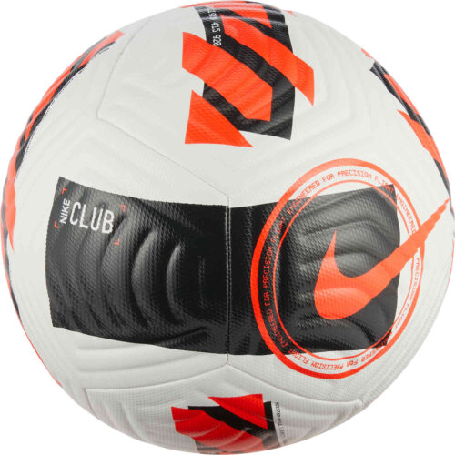 Nike Club Soccer Ball – White & Black with Bright Crimson