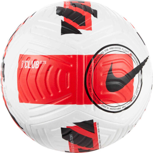 Nike Club Elite Match Soccer Ball – White & Bright Crimson with Black