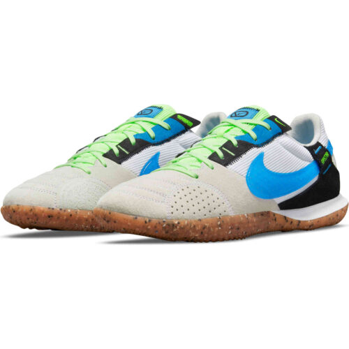 Nike Streetgato IC – White & Light Photo Blue with Black with Lime Glow