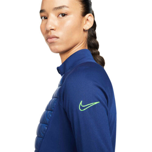 Womens Nike Winter Warrior Academy Padded Drill Top – Blue Void/Blue Void/Volt