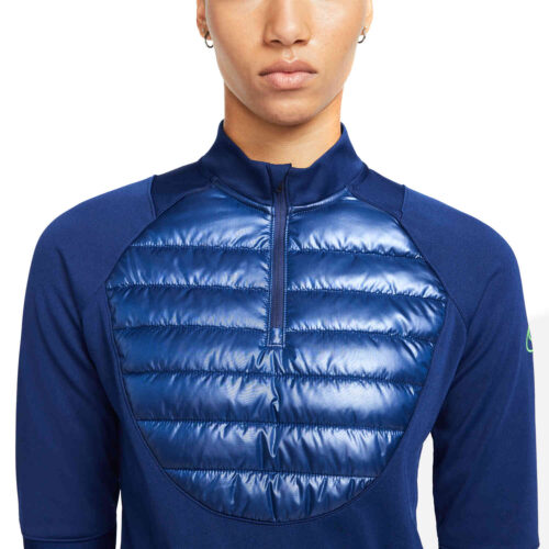 Womens Nike Winter Warrior Academy Padded Drill Top – Blue Void/Blue Void/Volt