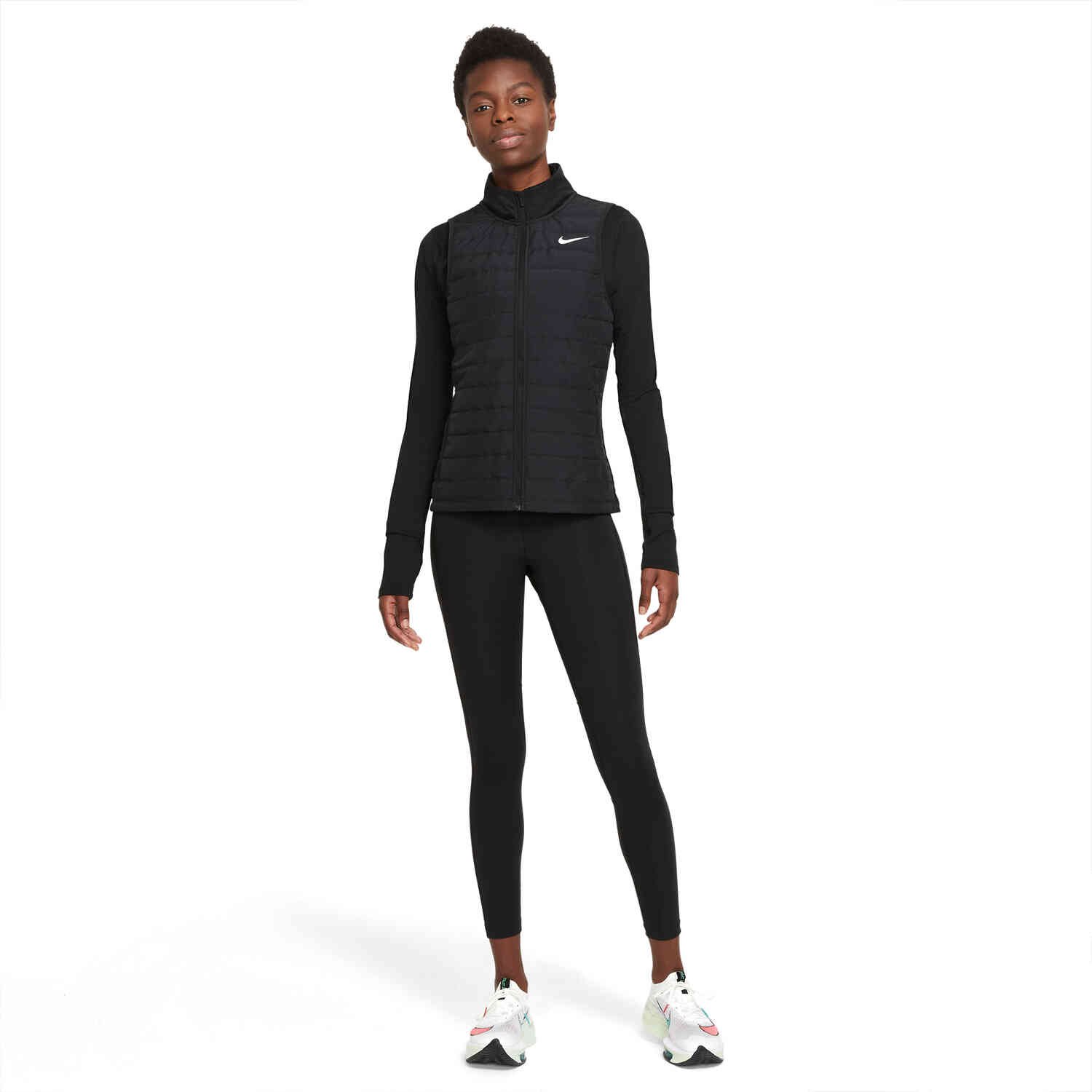 Womens Nike Therma-Fit Filled Vest - Black/Reflective Silv - SoccerPro