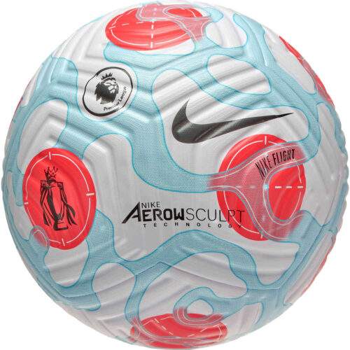 Nike Premier League Flight Official Match Soccer Ball – White & Baltic Blue with Laser Crimson with Black