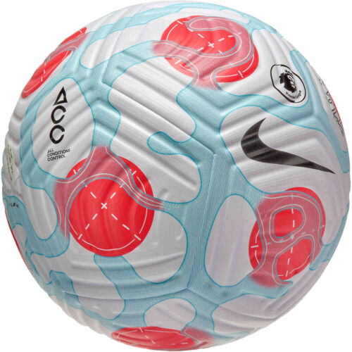 Nike Premier League Flight Official Match Soccer Ball – White & Baltic Blue with Laser Crimson with Black