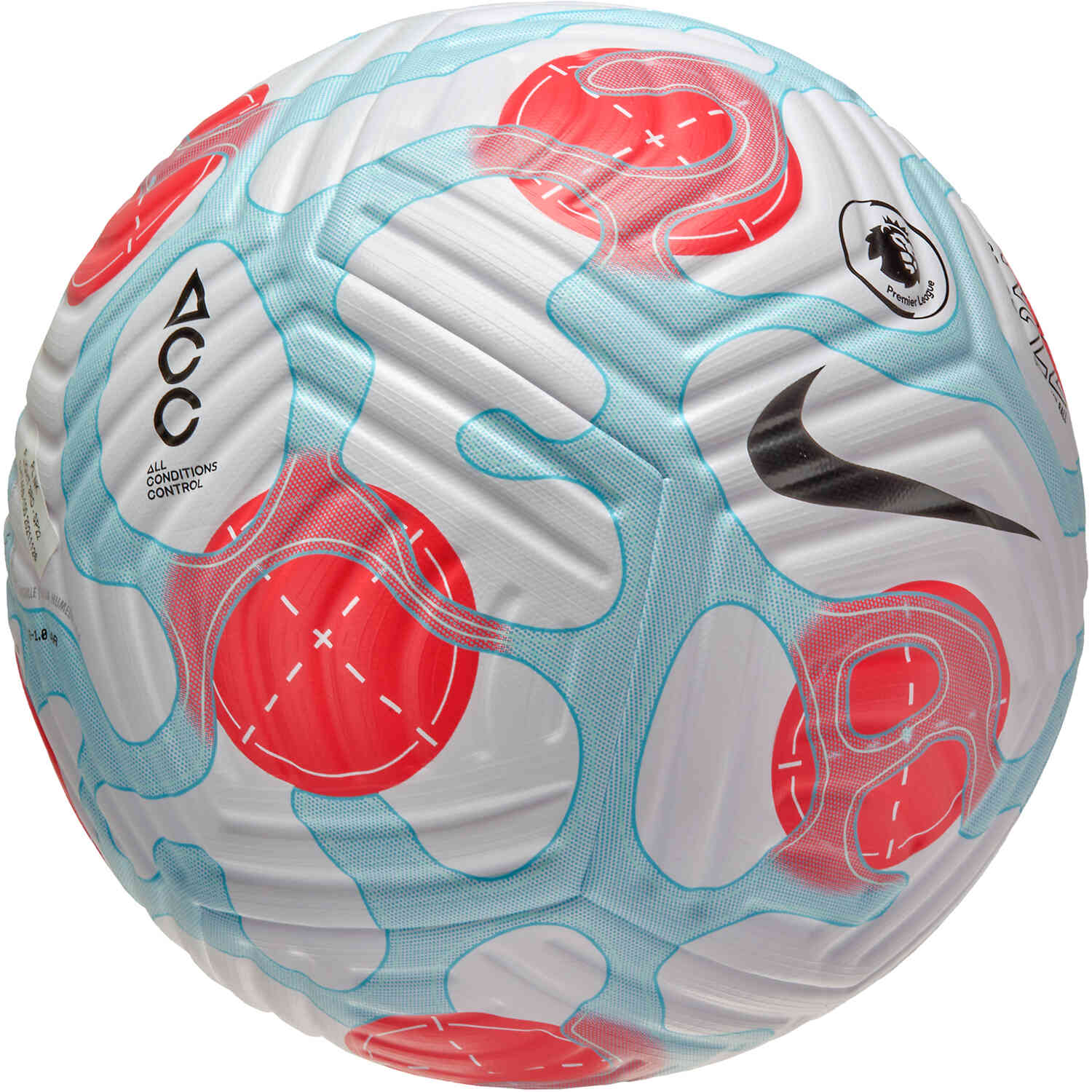 Nike Premier League Flight Official Match Soccer Ball White Baltic Blue with Laser Crimson with Black SoccerPro