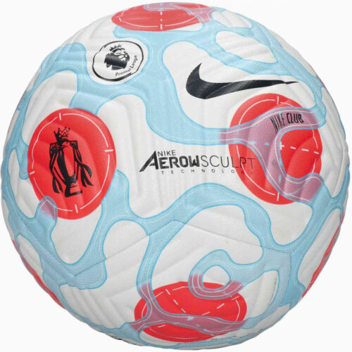 Nike Premier League Club Soccer Ball – White & Baltic Blue with Laser Crimson with Black