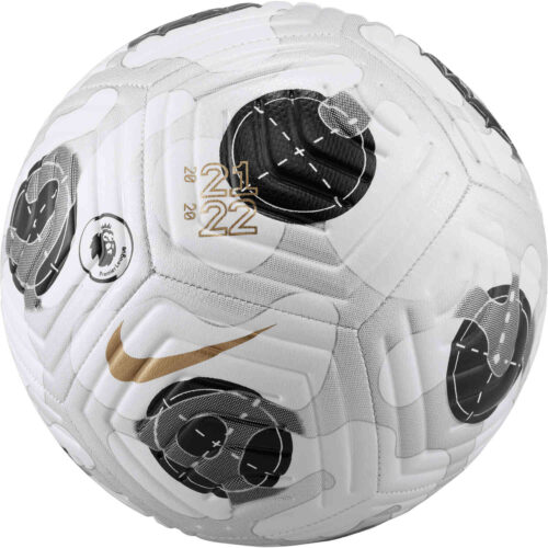 Nike Premier League Strike Soccer Ball – White & Silver with Black with Gold