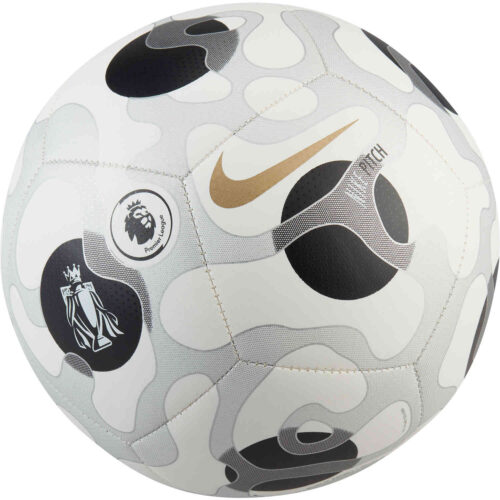 Nike Premier League Pitch Soccer Ball – White & Silver with Black with Gold