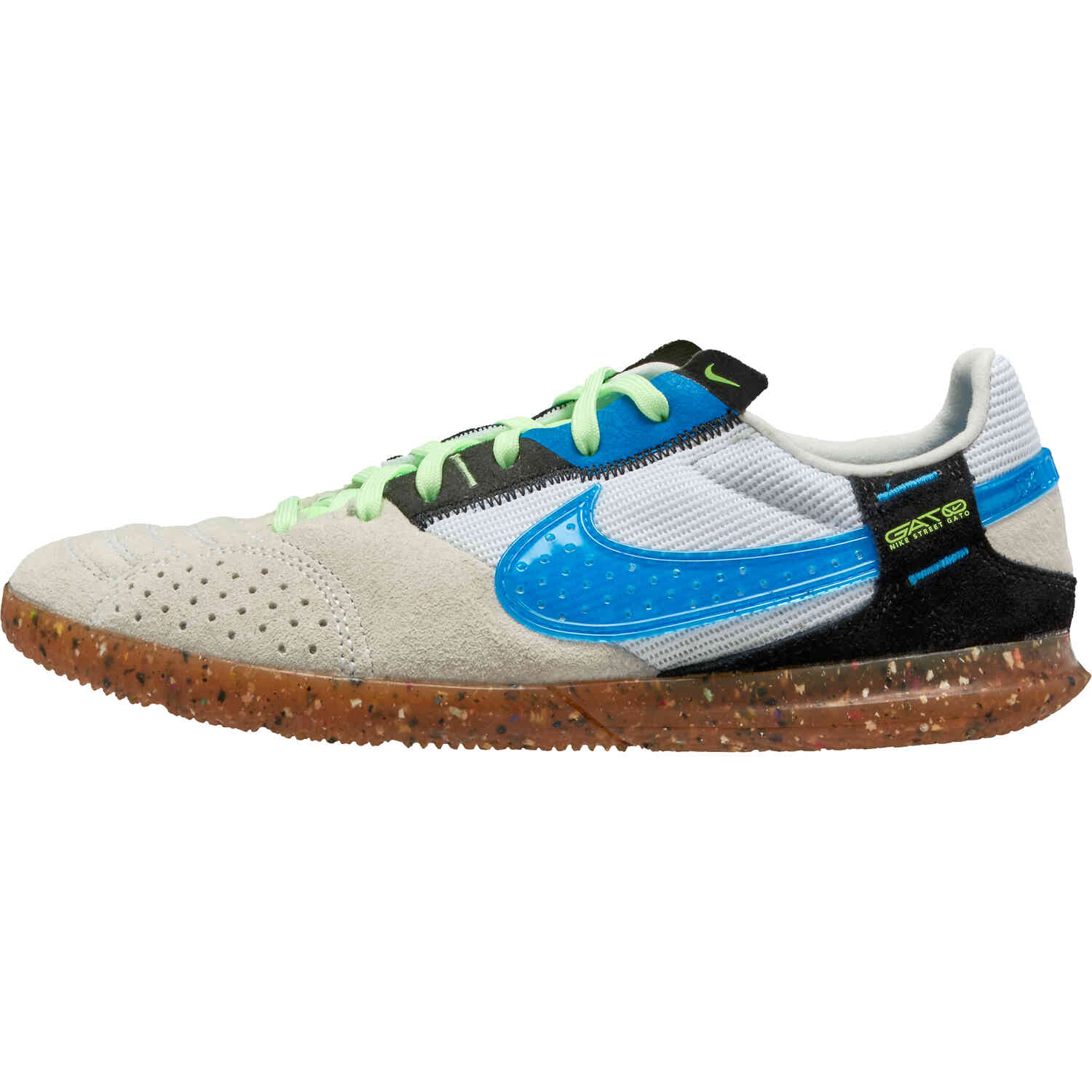 Propuesta alternativa regla Mayordomo Kids Nike Streetgato IC - White & Light Photo Blue with Black with Lime  Glow - SoccerPro