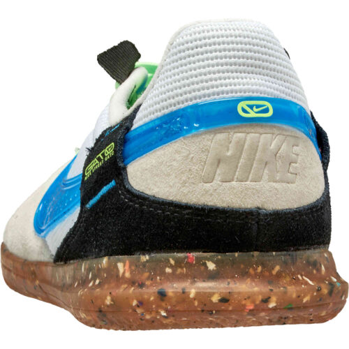 Kids Nike Streetgato IC – White & Light Photo Blue with Black with Lime Glow