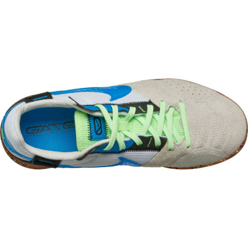 Kids Nike Streetgato IC – White & Light Photo Blue with Black with Lime Glow