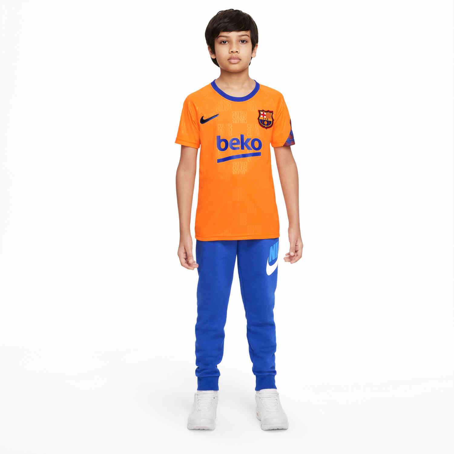 Kids Nike Barcelona Pre-match Top - Vivid Orange/Black - SoccerPro