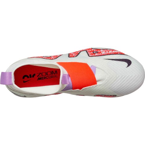 Kids Nike Zoom Mercurial Superfly 9 Pro FG – White & Off Noir with Coconut Milk