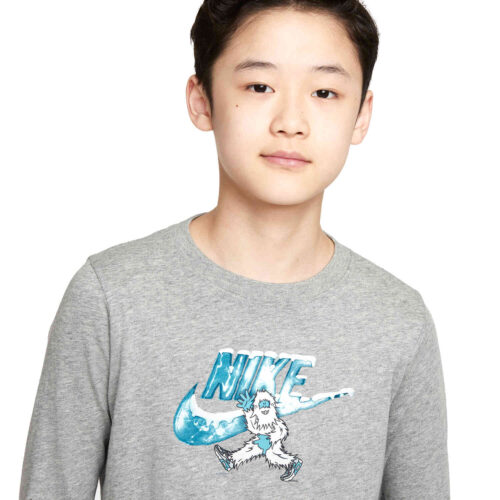 Kids Nike Swoosh-yeti L/S Tee – Dk Grey Heather