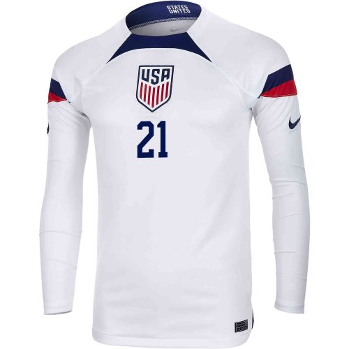 2022 Nike Timothy Weah USA L/S Home Jersey