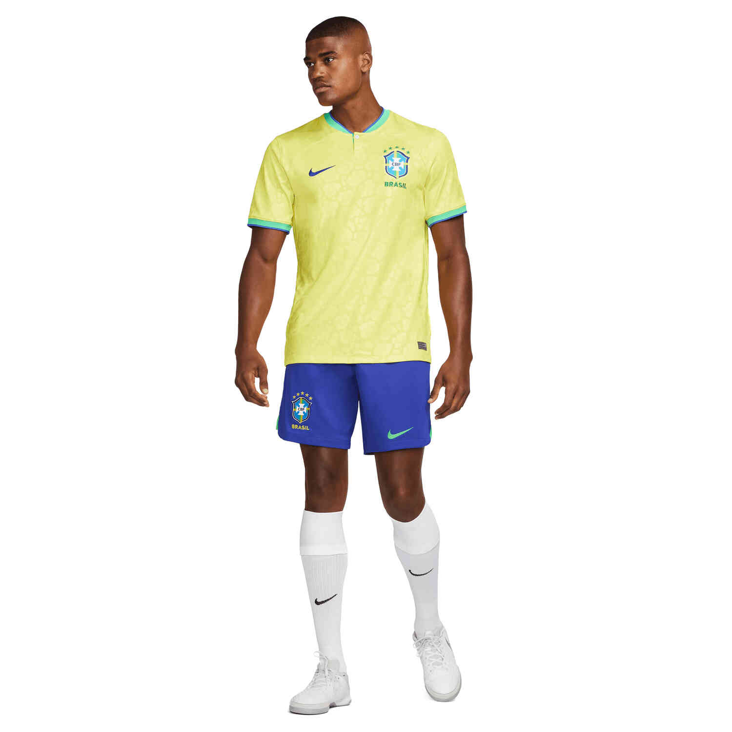 Nike Brazil Home Shorts - Paramount Blue/Green Spark - SoccerPro